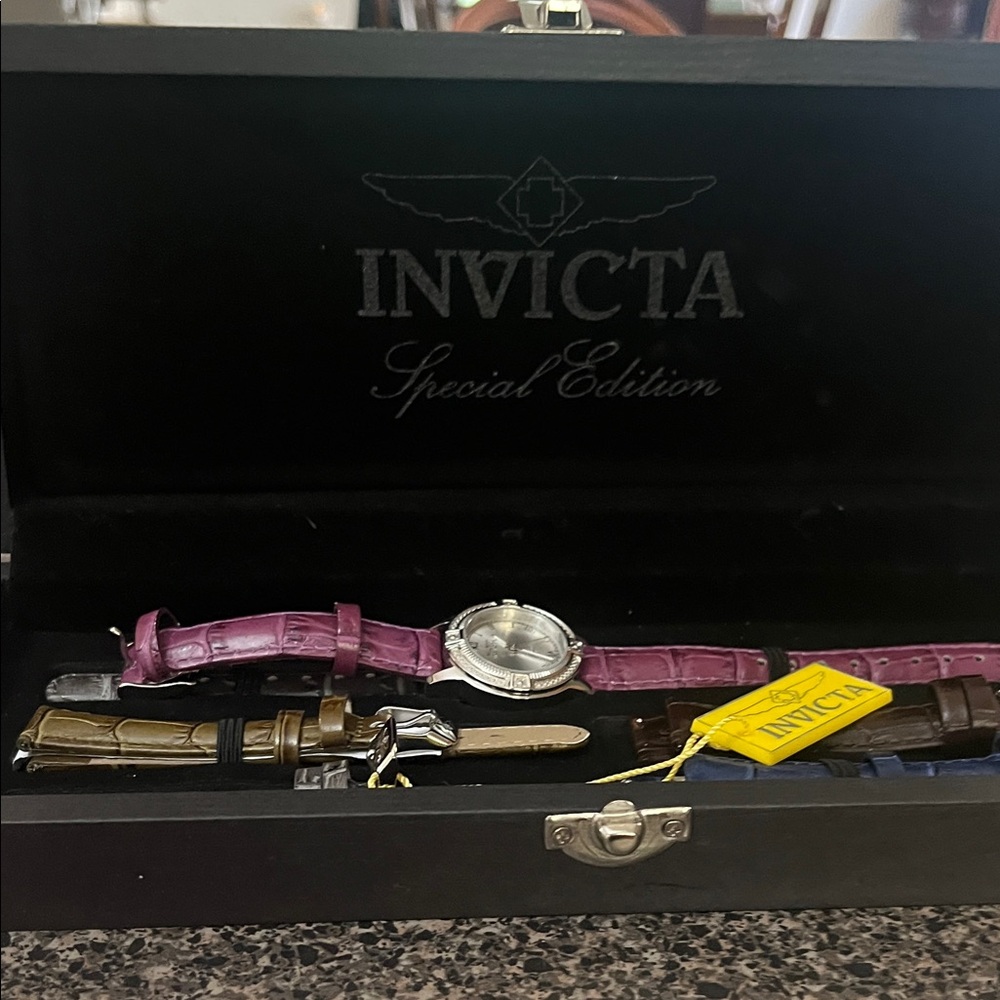 Invicta Special Edition Watch with Purple and Brown Straps